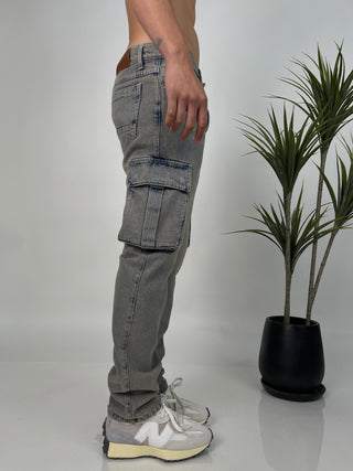 PANTALÓN DENIM CROMADO CARGO