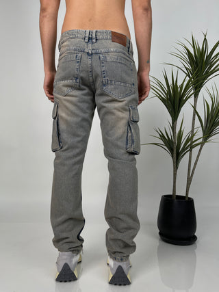 PANTALÓN DENIM CROMADO CARGO