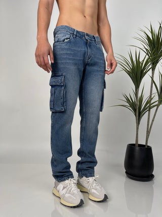 PANTALÓN DENIM CROMADO CARGO