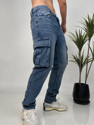 PANTALÓN DENIM CROMADO CARGO