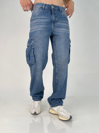 PANTALÓN DENIM CARGO BAGGY