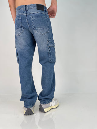 PANTALÓN DENIM CARGO BAGGY